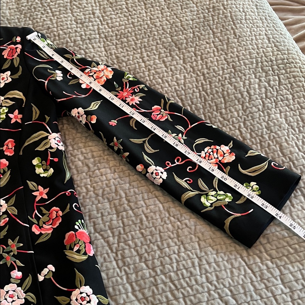 Floral Embroidered Black Coat - Picture 9 of 14